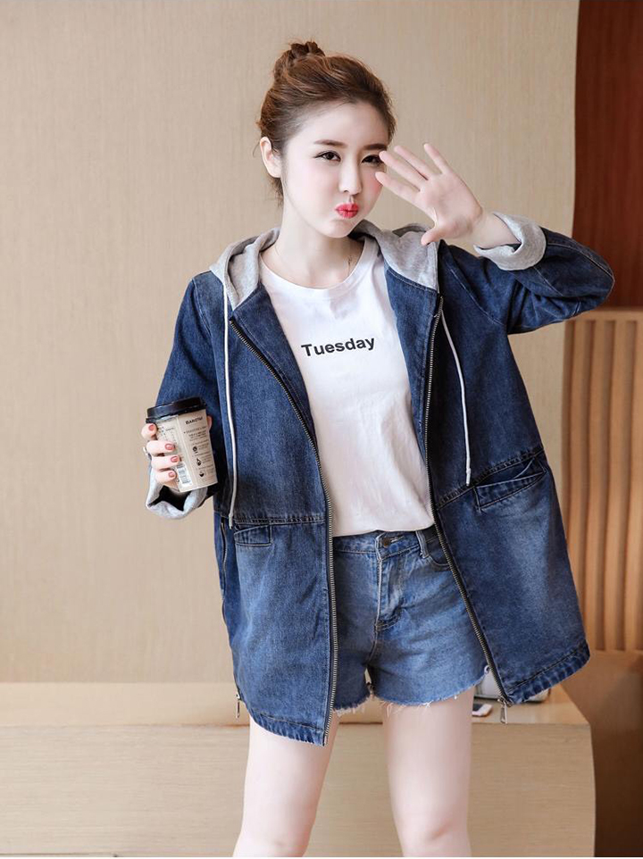 ÁO KHOÁC JEAN FORM DÀI PHỐI NÓN XÁM
